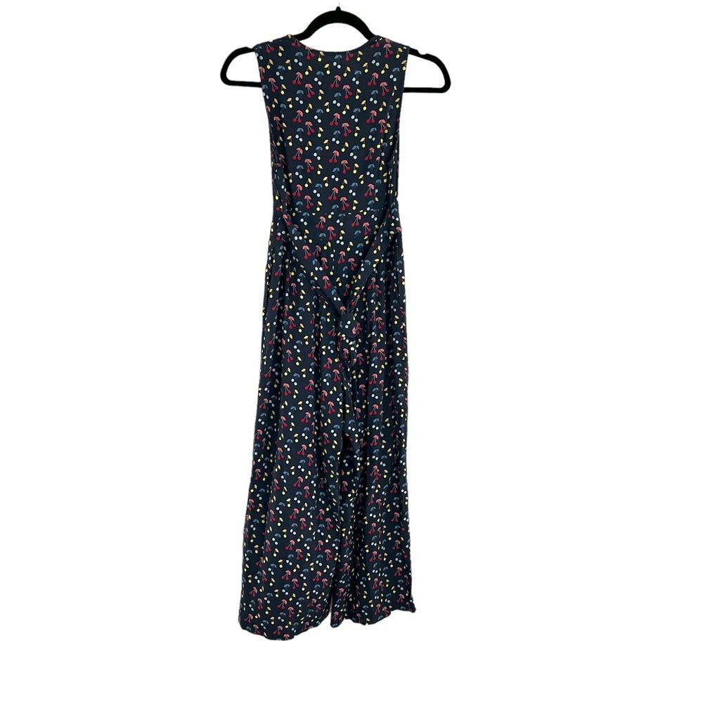 Marine Layer Holli Navy Cherry Print Wide Leg Cropped Jumpsuit XS - Picture 9 of 13